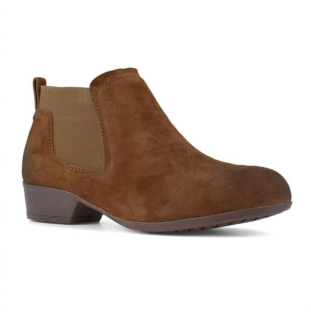 NEW ROCKPORT women's junction view steel safety toe slip on boot in brown